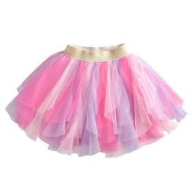 Pink Purple Gradient Irregular Tulle Tutu Skirt for Girls