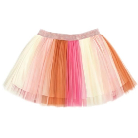 Autumn Color Block Striped Tulle Tutu Skirt for Girls