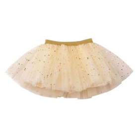 Cream Gold Star Sequin Tulle Tutu Skirt for Girls