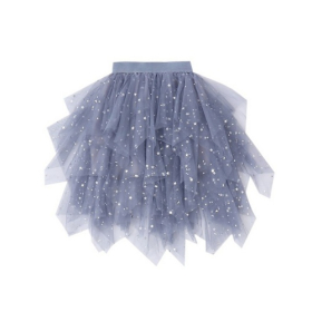 Dusty Blue Irregular Star Tulle Tutu Skirt for Girls