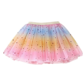 Rainbow Gradient Star Sequin Tulle Tutu Skirt for Girls