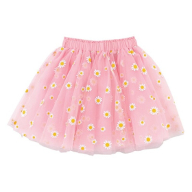 Pink Daisy Printed Tulle Tutu Skirt for Girls