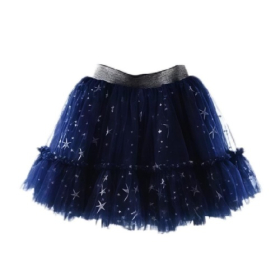 Navy Star Print Tiered Ruffle Tulle Tutu Skirt for Girls