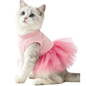 Solid Pink Pet Cat Tutu Dress