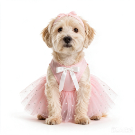 Light Pink Star Print Pet Dog Tutu Dress with Matching Headband