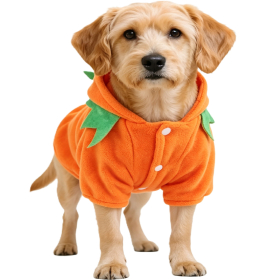 Plush Pumpkin Shape Pet Dog Hooded Costume