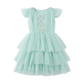 Mint Green Sequin Layered Tulle Girls Tutu Dress