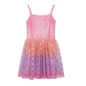 Gradient Pink Purple Mermaid Scale Sling Girls Tulle Dress