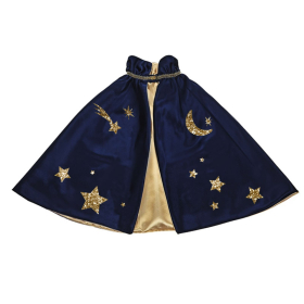 Navy Gold Star Moon Wizard Kids Cape Cloak