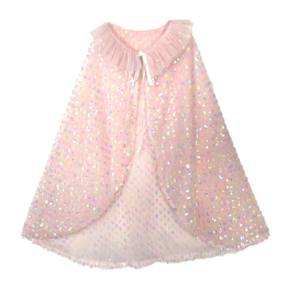Pink Iridescent Sequin Ruffle Collar Kids Princess Cape Cloak