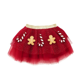 Red Gingerbread Man Candy Cane Tulle Tutu Skirt for Girls