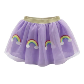Purple Sequin Rainbow Applique Tulle Tutu Skirt for Girls