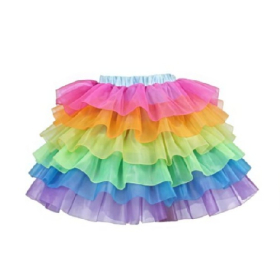 Rainbow Multi‑Layer Ruffled Tier Tulle Tutu Skirt for Girls