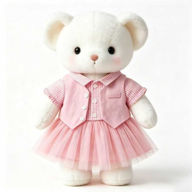 Gingham Short-Sleeve Shirt + Solid Pink Waistcoat + Tulle Tutu Skirt Costume Set