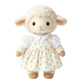 White Peter Pan Collar Puff Sleeve Inner Blouse with Daisy Print Suspender Dress
