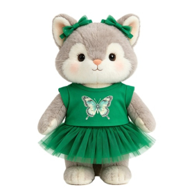 Butterfly Print Sleeveless Top with Green Tulle Tutu Skirt Set