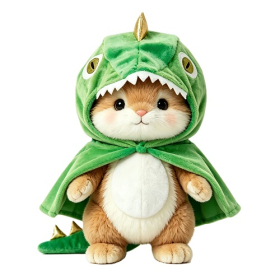 Dinosaur‑Shaped Hooded Cape Plush Toy Costume With Golden Horn Decorations