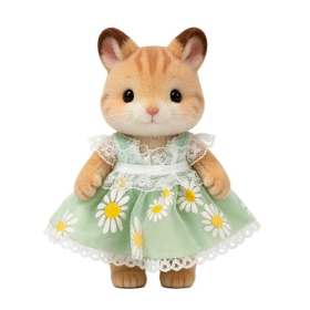 Mint‑Green Daisy Print Tulle Plush‑Toy Sling Dress With Multi‑Layer White Lace Decoration