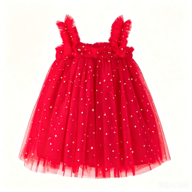 Red Star Tulle Sling Baby Girl Dress